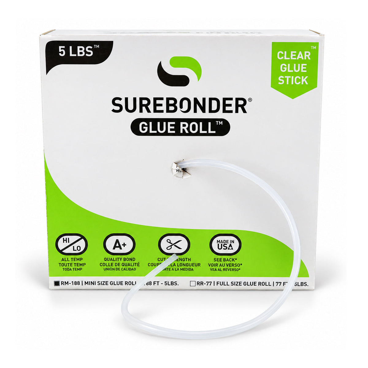 Clear Stik 188FT Mini Size All Purpose Hot Glue Roll - 5 lb