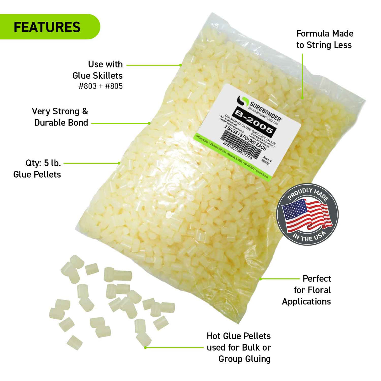 Skillet Hot Glue Cube Pellets 5 lb (B-2005) - Surebonder