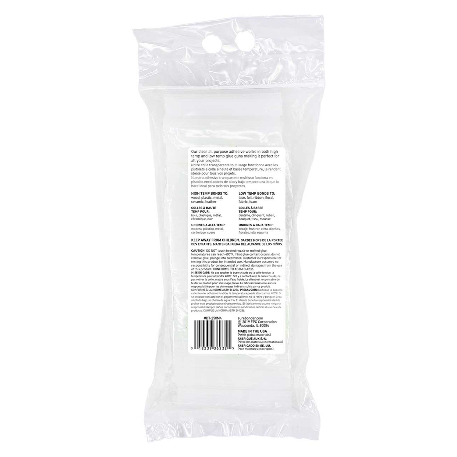 Clear Stik 4" Mini Size All Purpose Hot Glue Sticks - 250 Pack