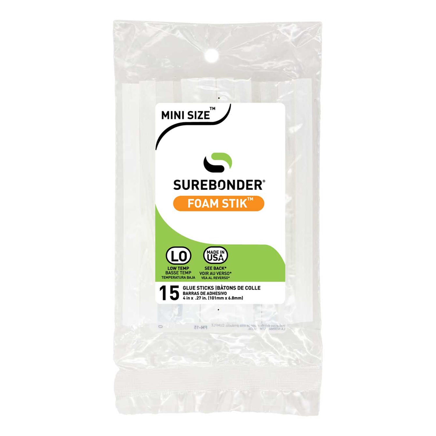 Foam Stik 4" Mini Size Hot Glue Sticks - 15 Pack