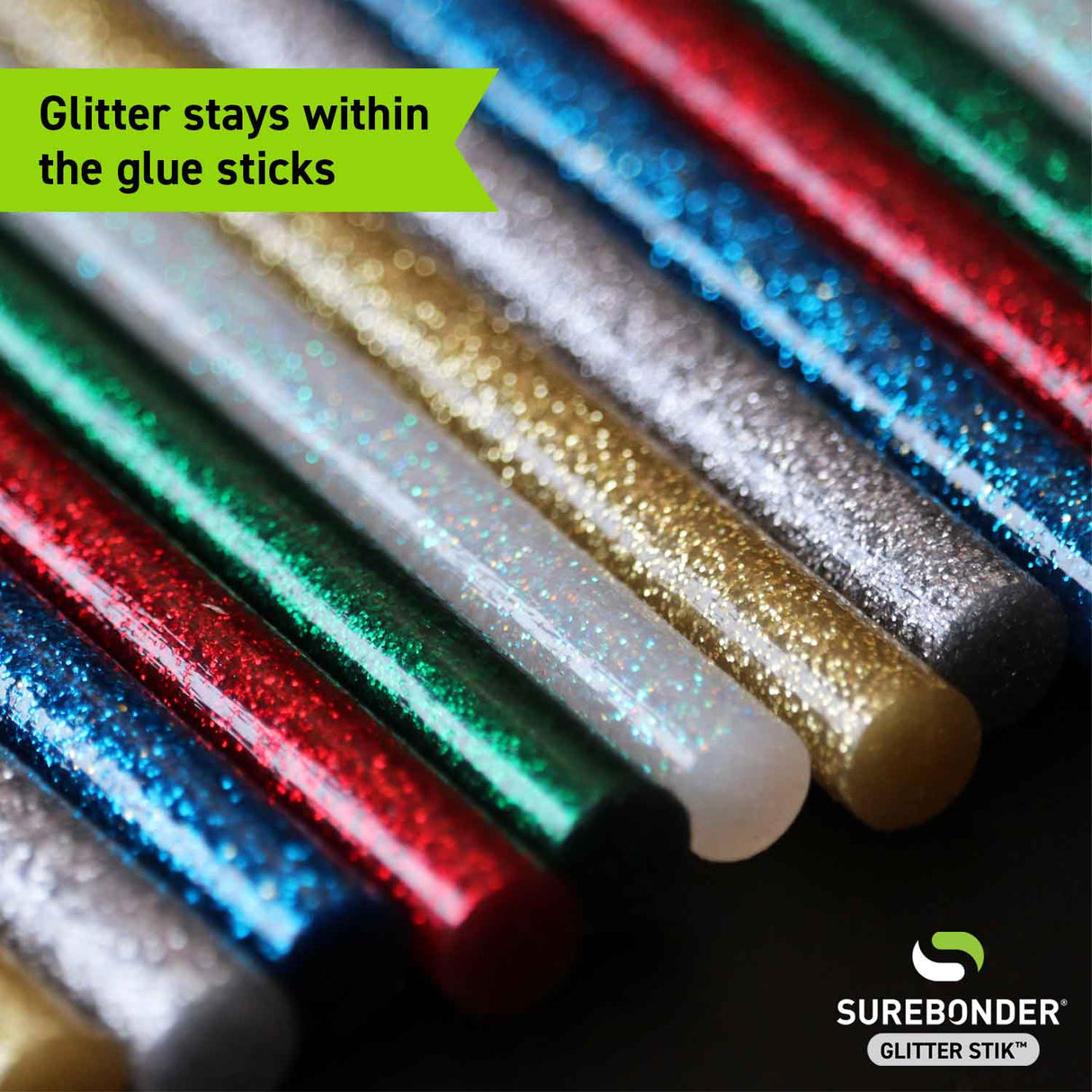 Glitter Stik 4" Mini Size Variety Glitter Hot Glue Sticks - 12 Pack