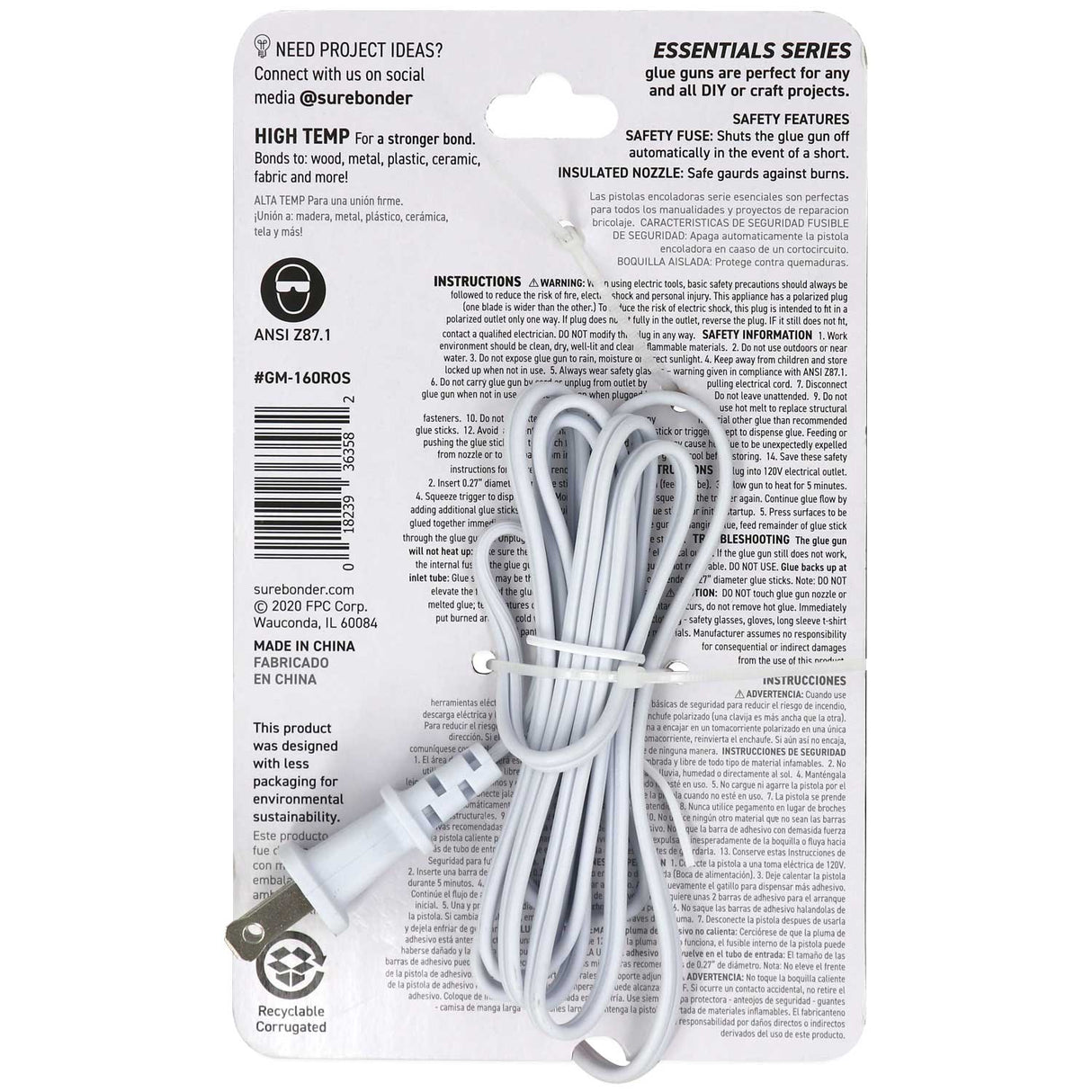 Rose Pink Colored Essentials Series 10 Watt Mini Size High Temperature Hot Glue Gun - Surebonder