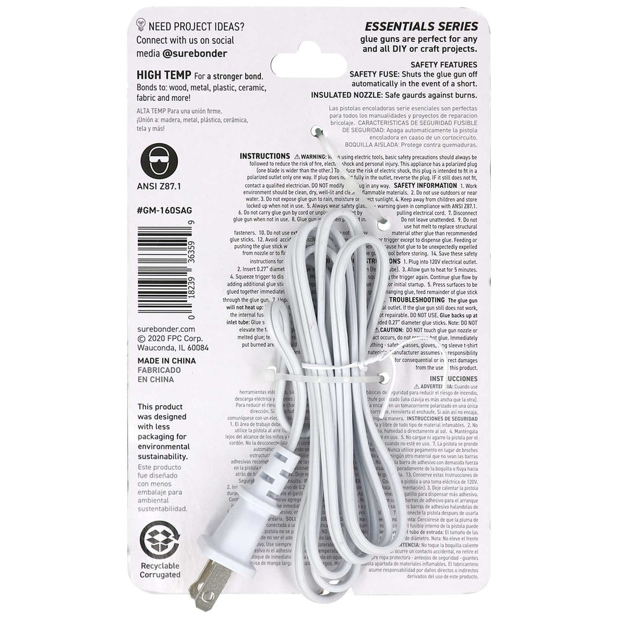 Sage Green Colored Essentials Series 10 Watt Mini Size High Temperature Hot Glue Gun - Surebonder