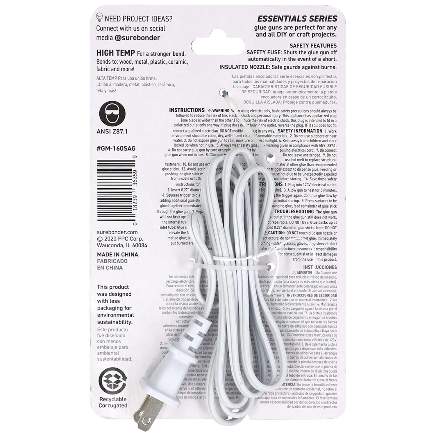 Sage Green Colored Essentials Series 10 Watt Mini Size High Temperature Hot Glue Gun - Surebonder