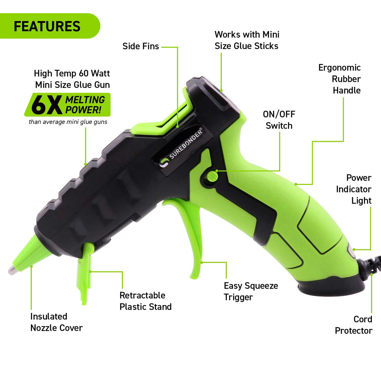 H-127F Specialty Series High-Temperature 60 Watt Mini-Size Hot Glue Gun - Surebonder