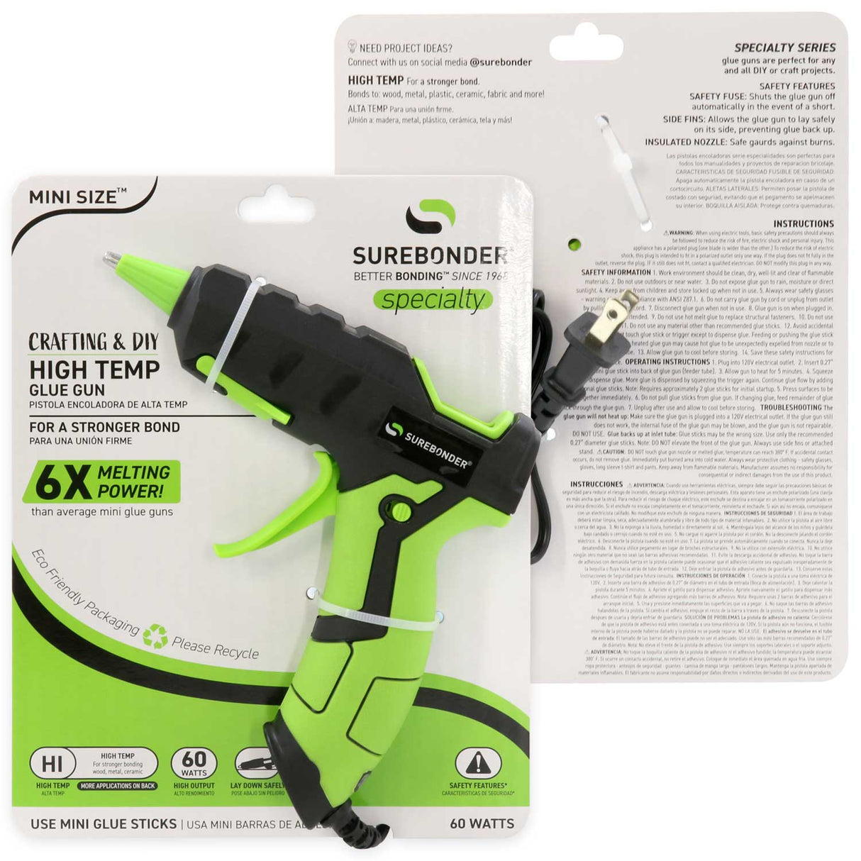 H-127F Specialty Series High-Temperature 60 Watt Mini-Size Hot Glue Gun - Surebonder