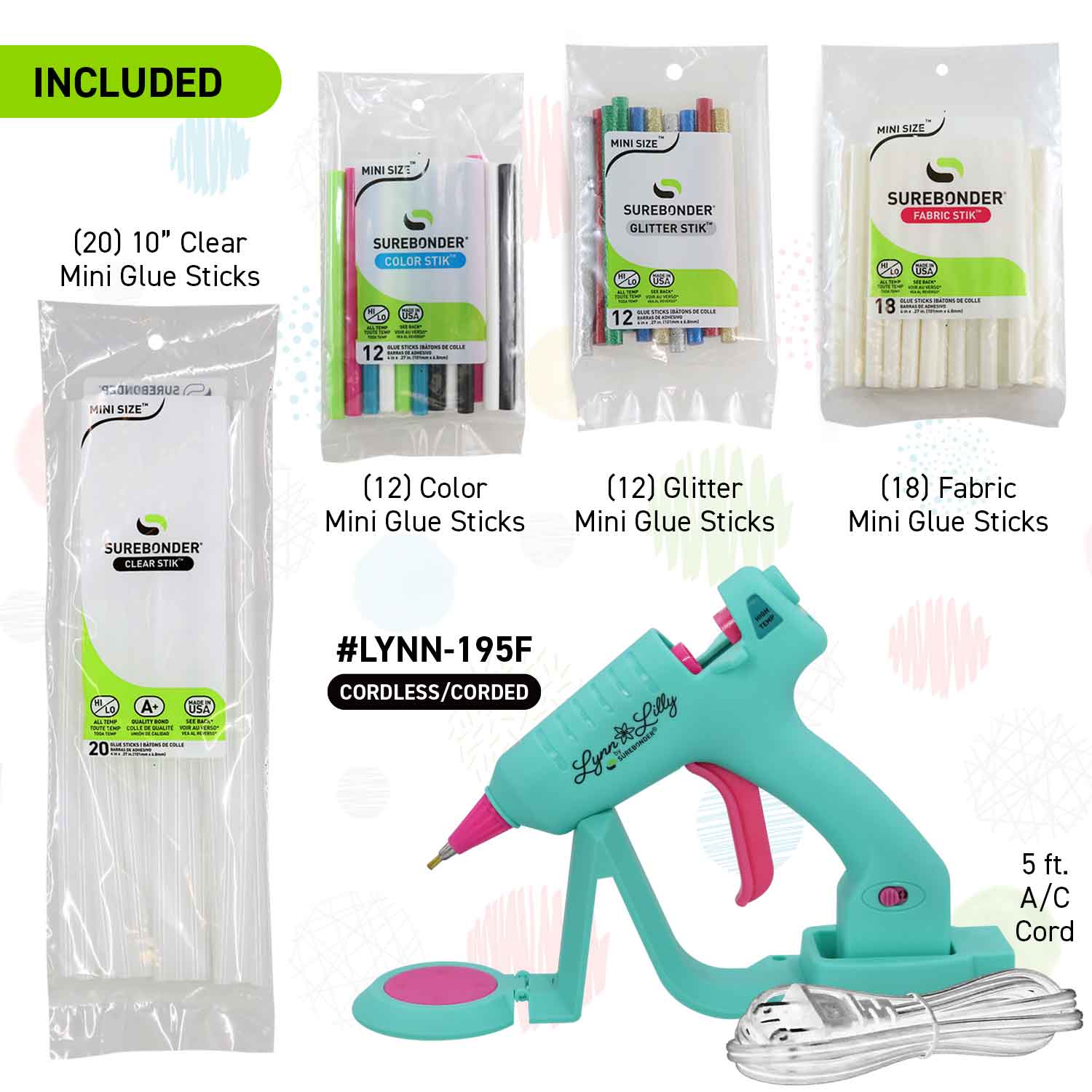 Lynn Lilly Edition Cordless/Corded Detail Tip Mini Glue Gun Kit - Surebonder