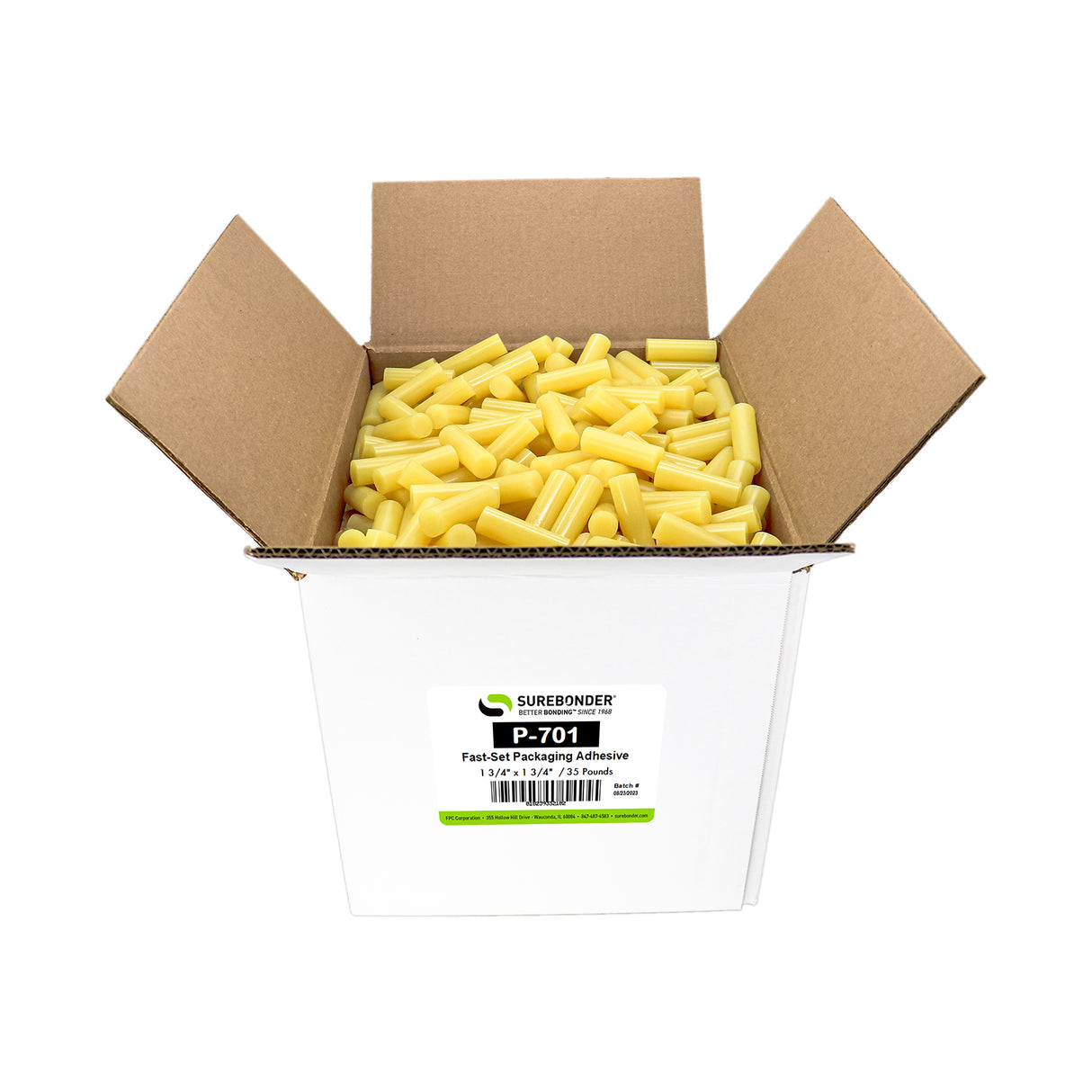 P-701 Fast Set Bulk Packaging Hot Melt Glue Sticks for Loctite Hysol - 1-3/4" x 1-3/4" | 35 lb Box