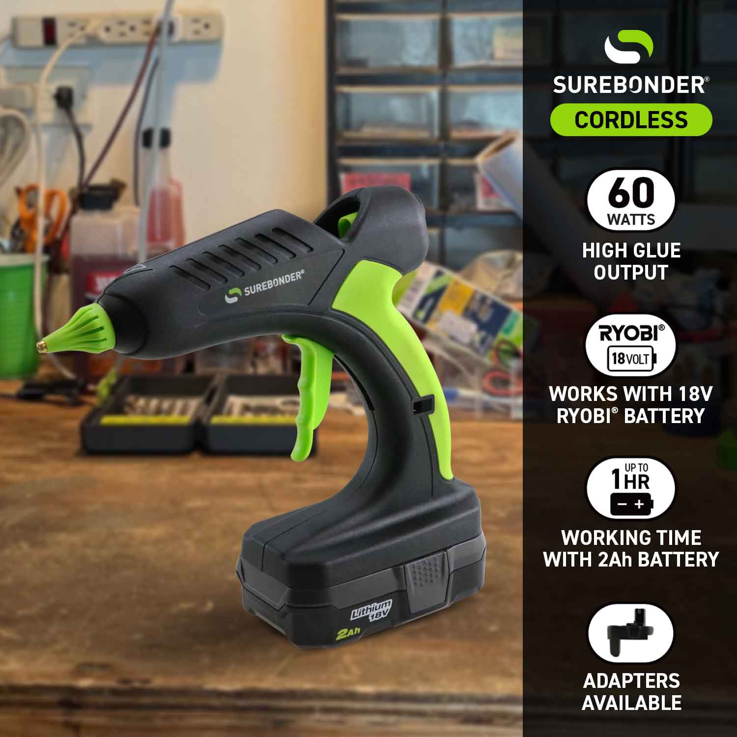 PRO2-60 60W High Temperature Full Size 18V Cordless Hot Glue Gun