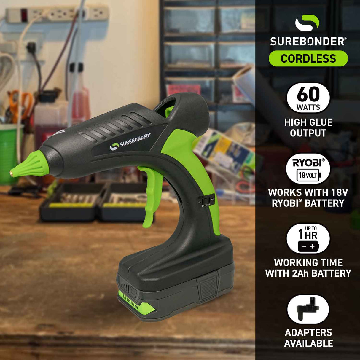 PRO2-60 60W High Temperature Full Size 18V Cordless Hot Glue Gun Kit