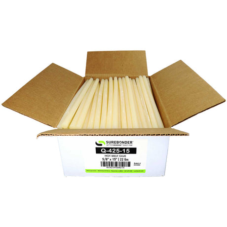 Q-425-15 5 Minute APAO Hot Melt Glue Sticks - 5/8" x 15" | 22 lb Box