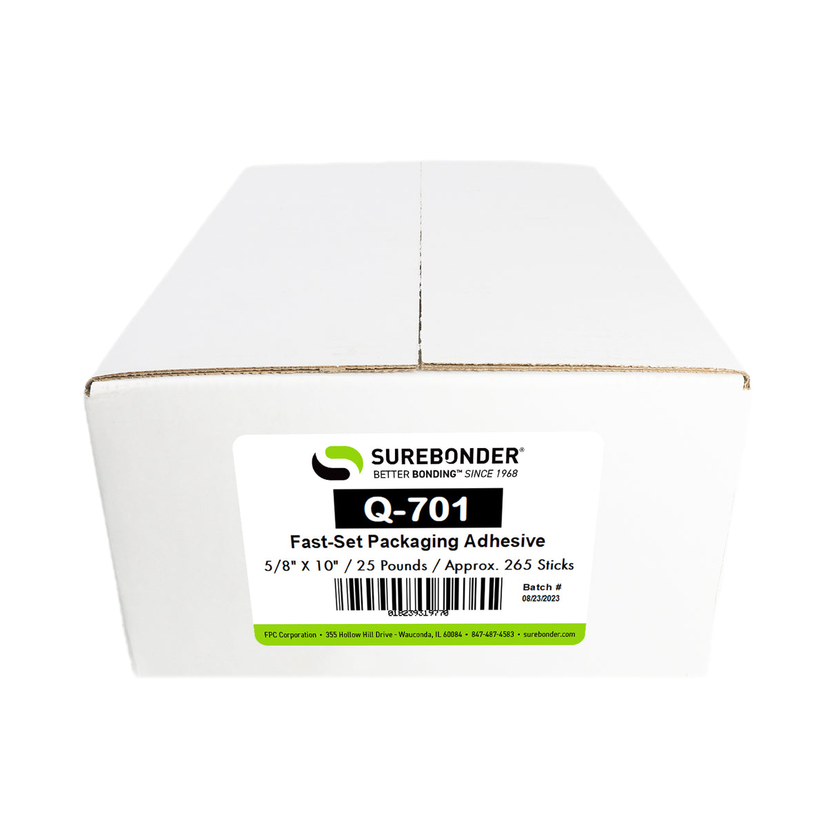 Q-701 High Melt Temperature Fast Set Bulk Hot Melt Glue Sticks - 5/8" x 10" | 25 lb box