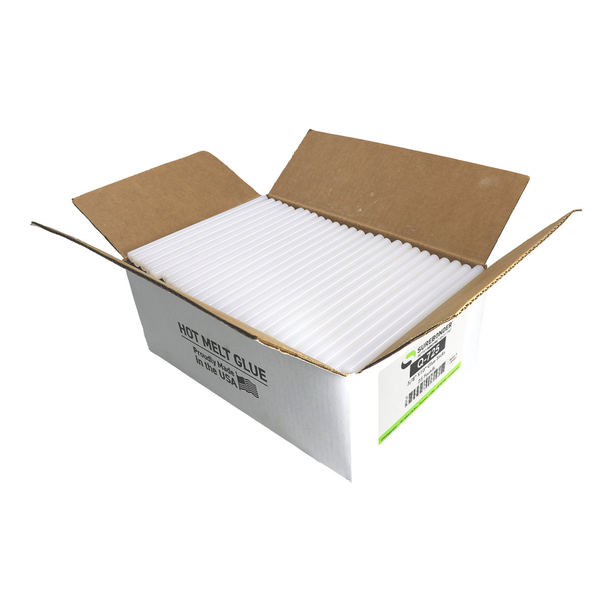 Q-725 General Purpose All Temperature Hot Melt Glue Sticks - 5/8" x 10" | 25 lb - Surebonder