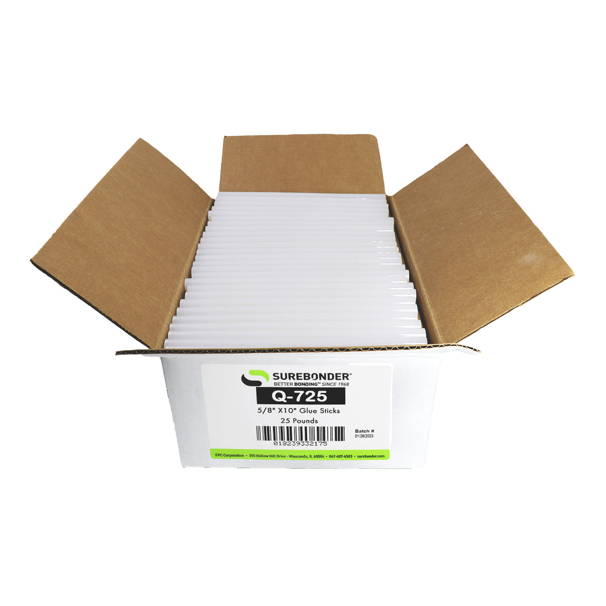 Q-725 General Purpose All Temperature Hot Melt Glue Sticks - 5/8" x 10" | 25 lb