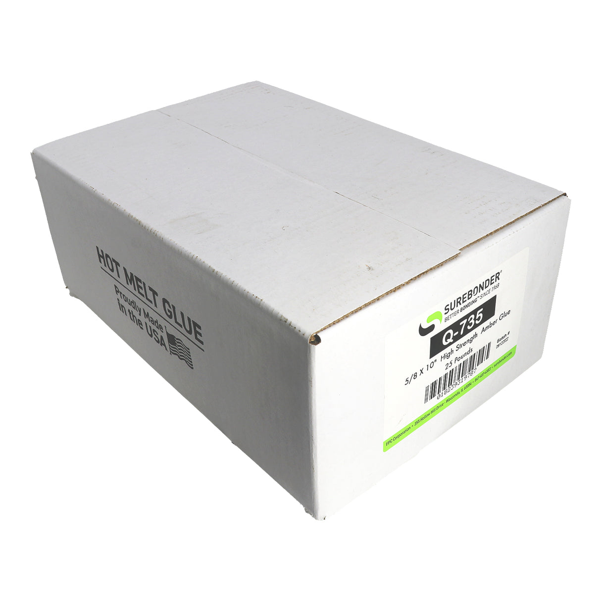 Q-735 High Strength Hot Melt Glue Sticks - 5/18" x 10" | 25 Lb Box - Surebonder
