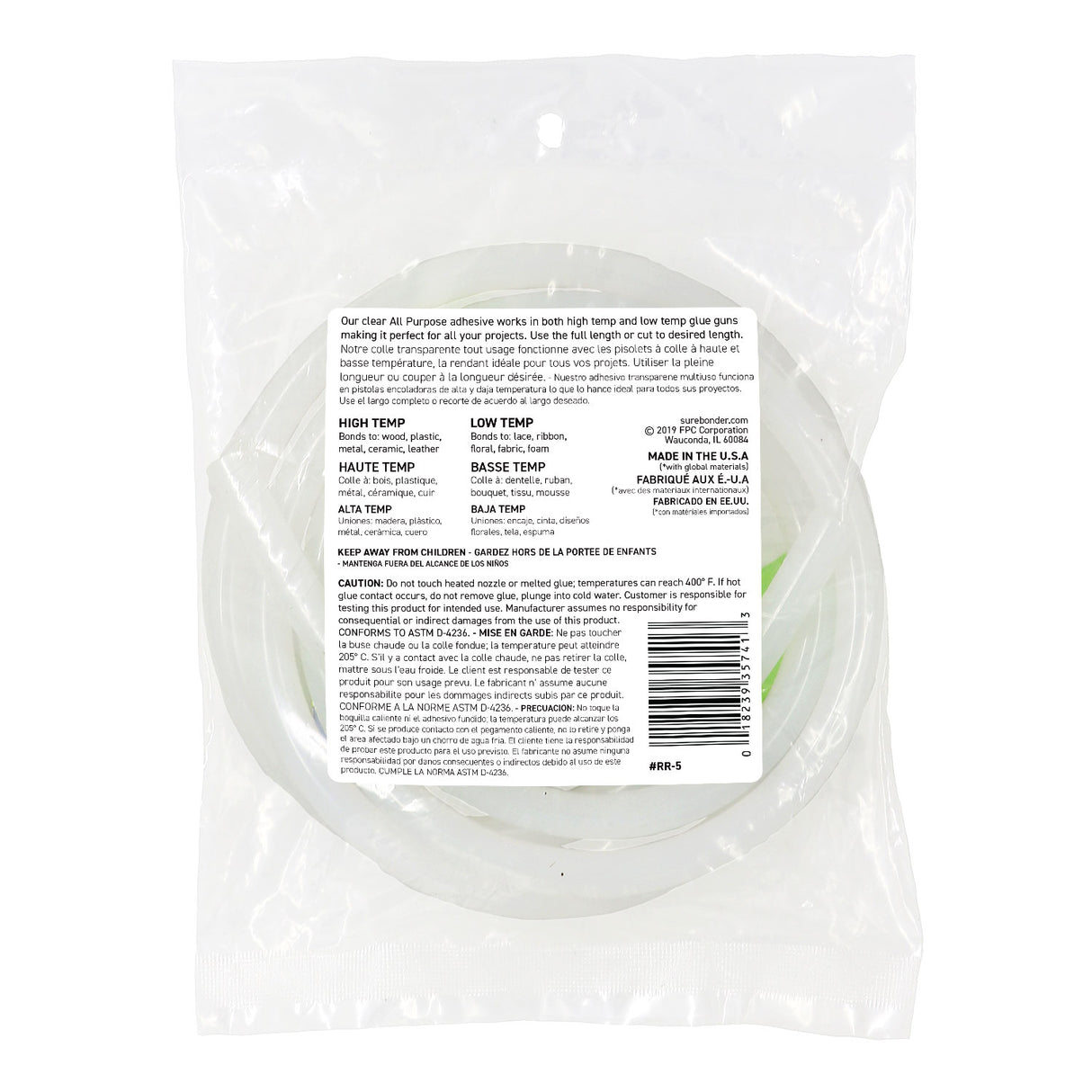 Clear Hot Glue Stick Roll, Full Size 5 Feet (RR-5) - Surebonder