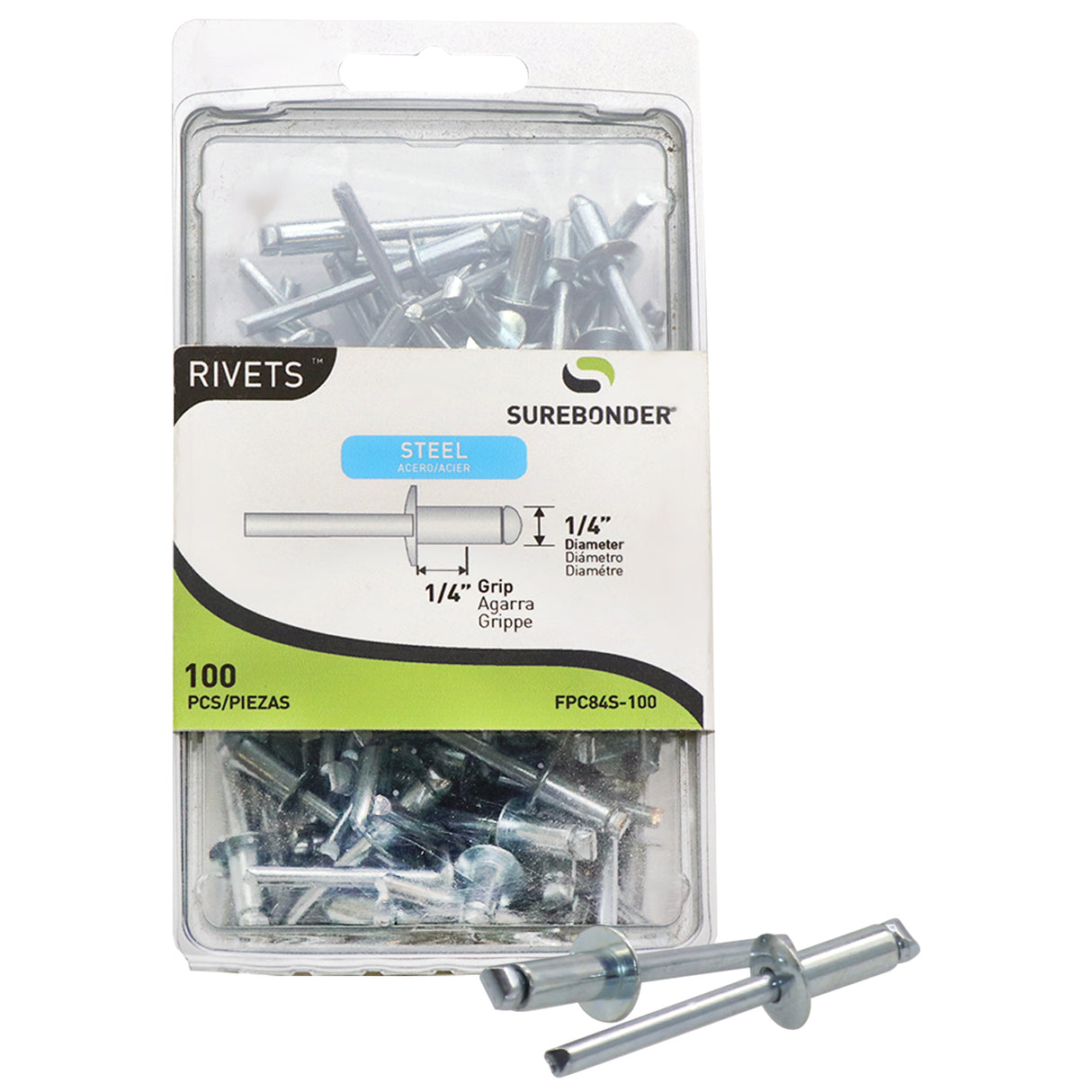 1/4" x 1/4" Steel Blind Rivets - 100 Count