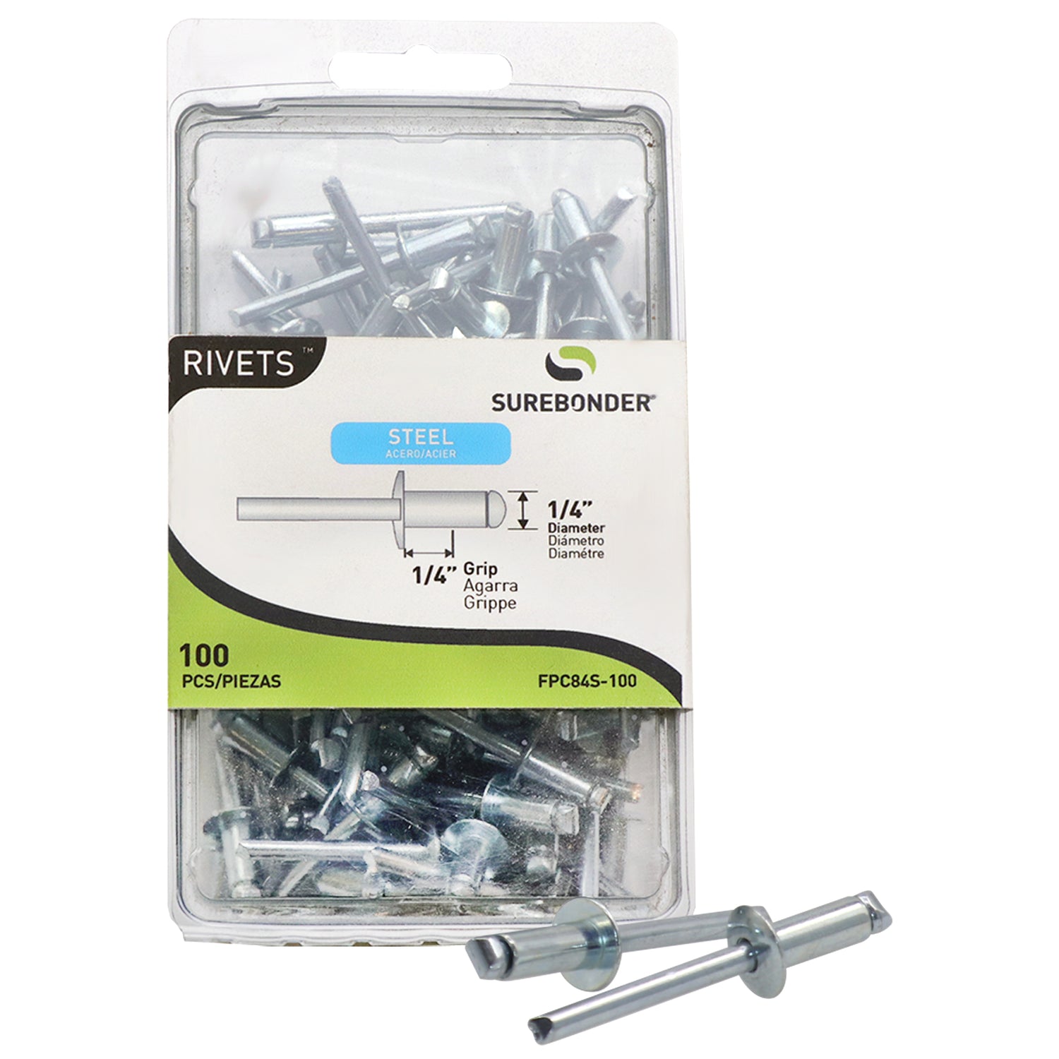 1/4" x 1/4" Steel Blind Rivets - 100 Count