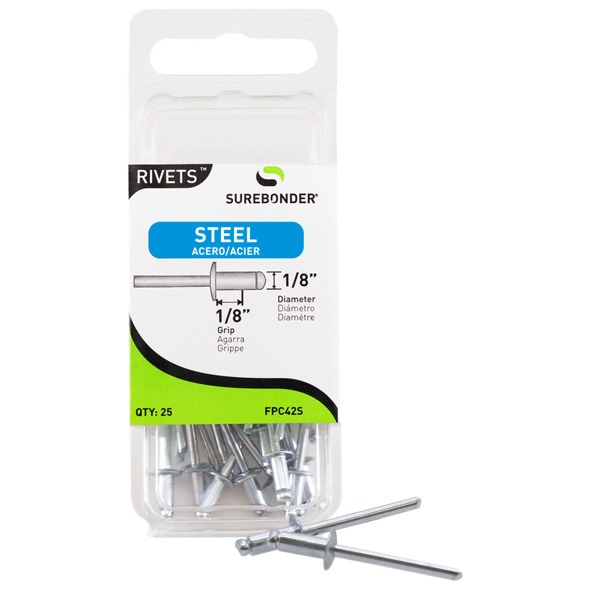 1/8" x 1/8" Steel Blind Rivets - 25 Count