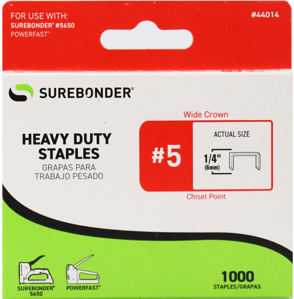 #5 Heavy Duty Wide Crown Staples - 1/4"  - 1000 ct.