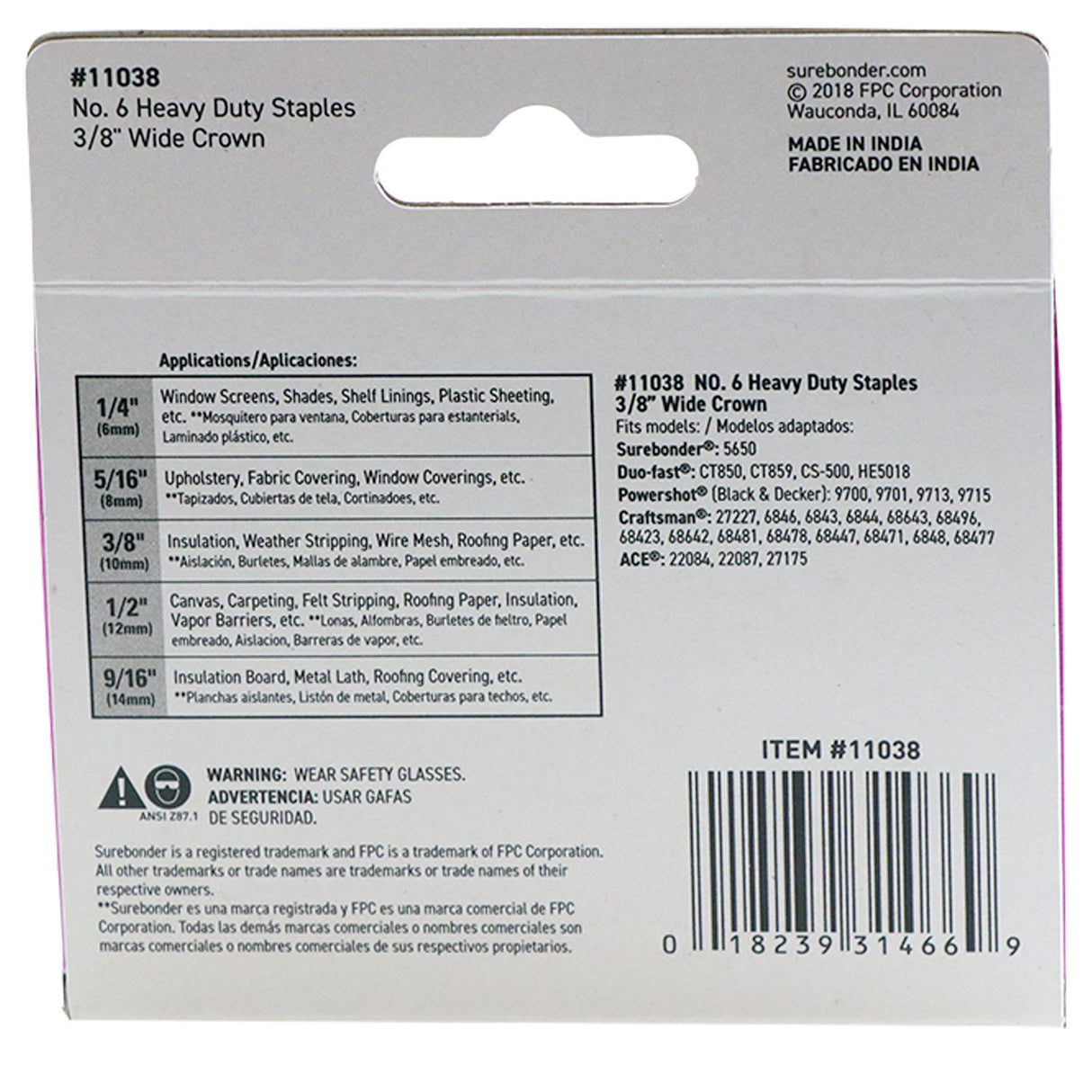 #6 Heavy Duty Wide Crown Staples - 3/8" - 1000 ct. - Surebonder