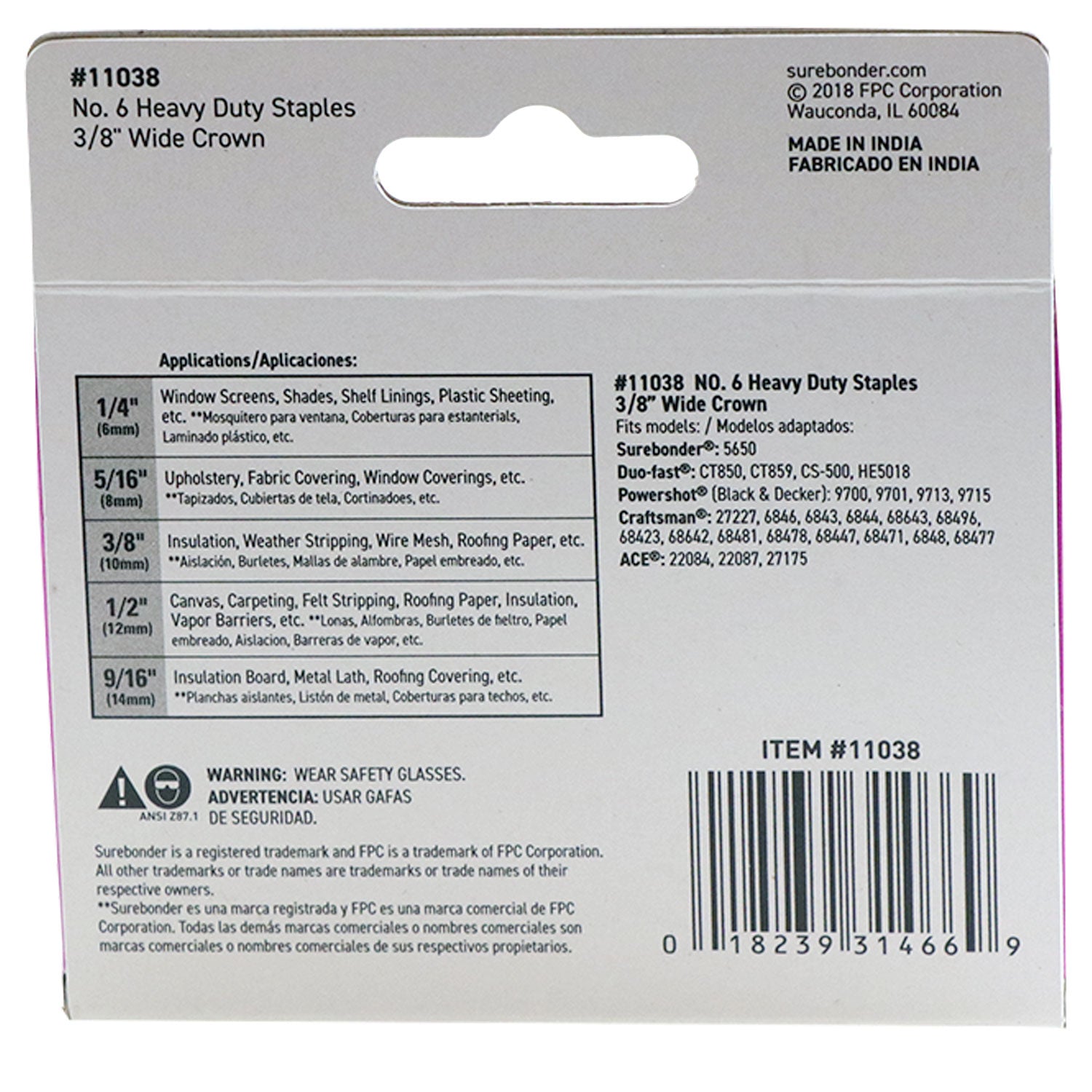 #6 Heavy Duty Wide Crown Staples - 3/8" - 1000 ct. - Surebonder