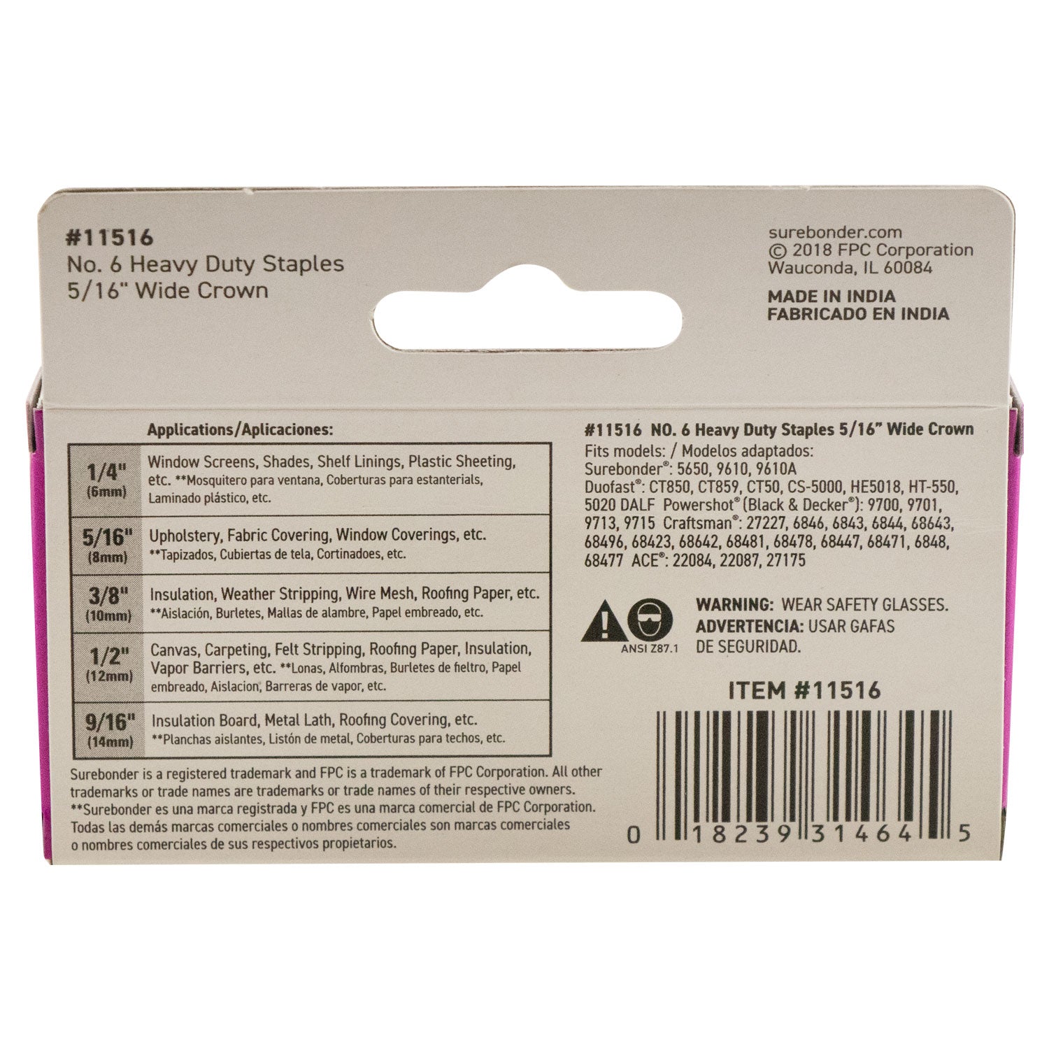 #6 Heavy Duty Wide Crown Staples - 5/16" - 1000 ct. - Surebonder