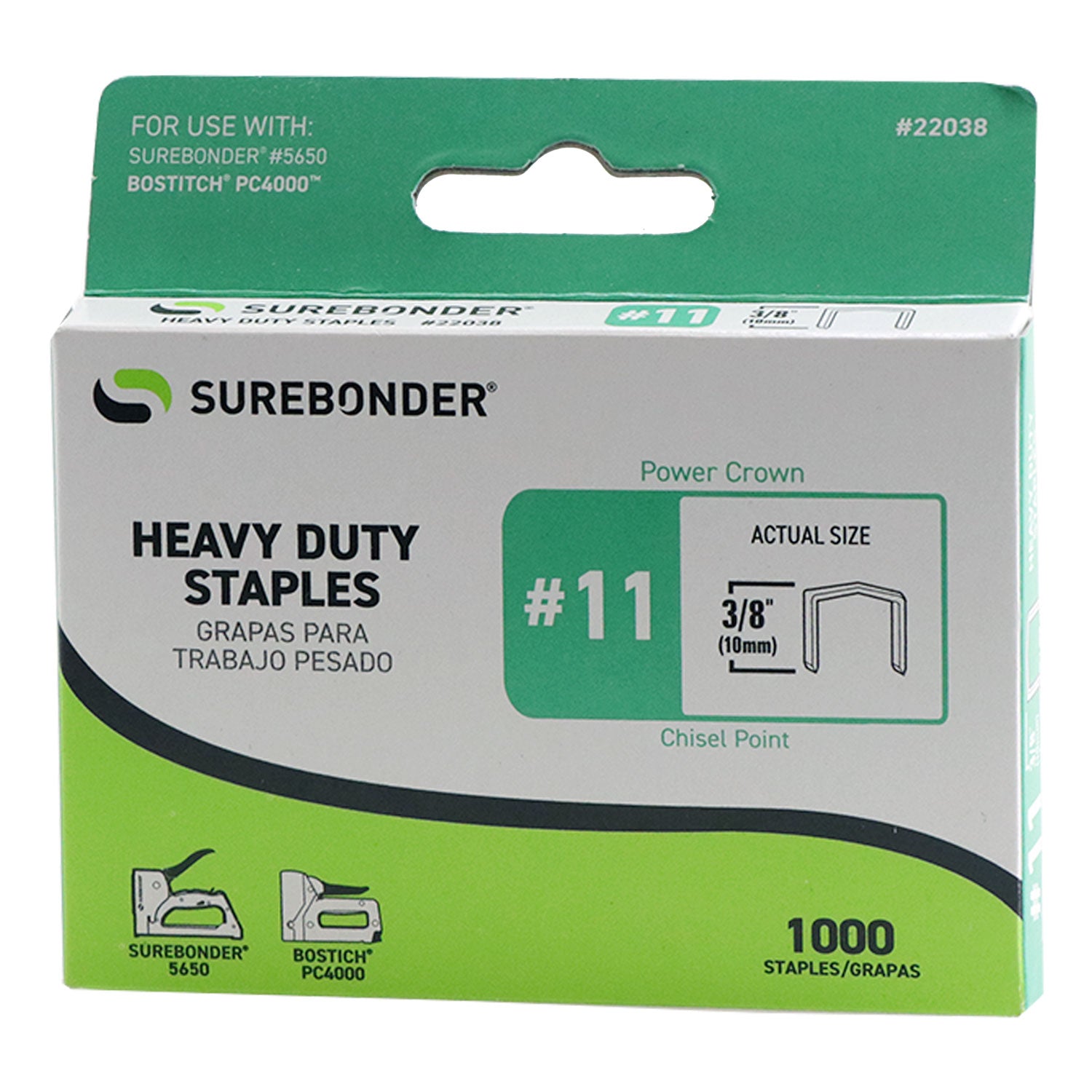 #11 Power Crown Staples - 3/8"  - 1000 ct.