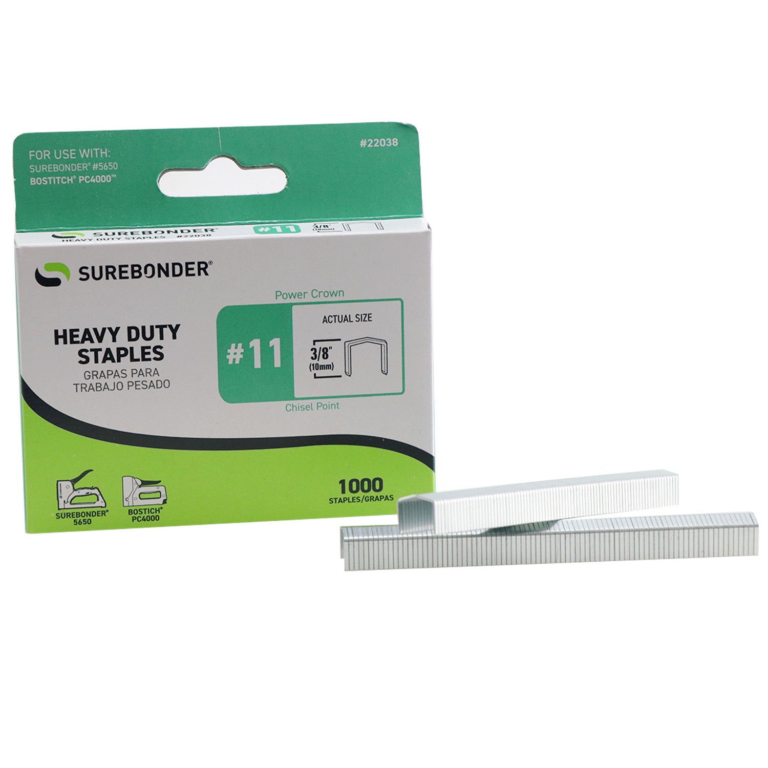 #11 Power Crown Staples - 3/8"  - 1000 ct. - Surebonder