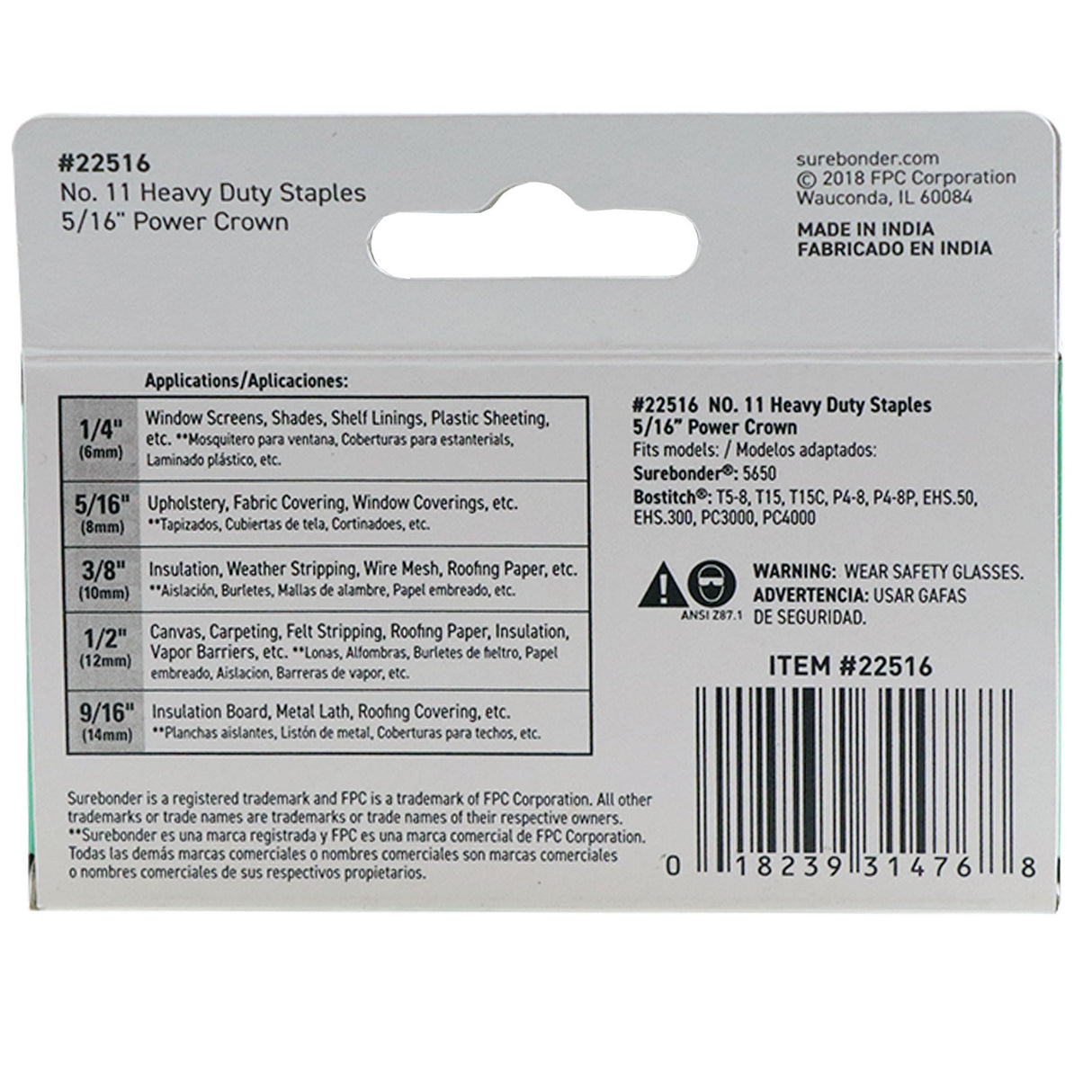 #11 Power Crown Staples - 5/16"  - 1000 ct. - Surebonder