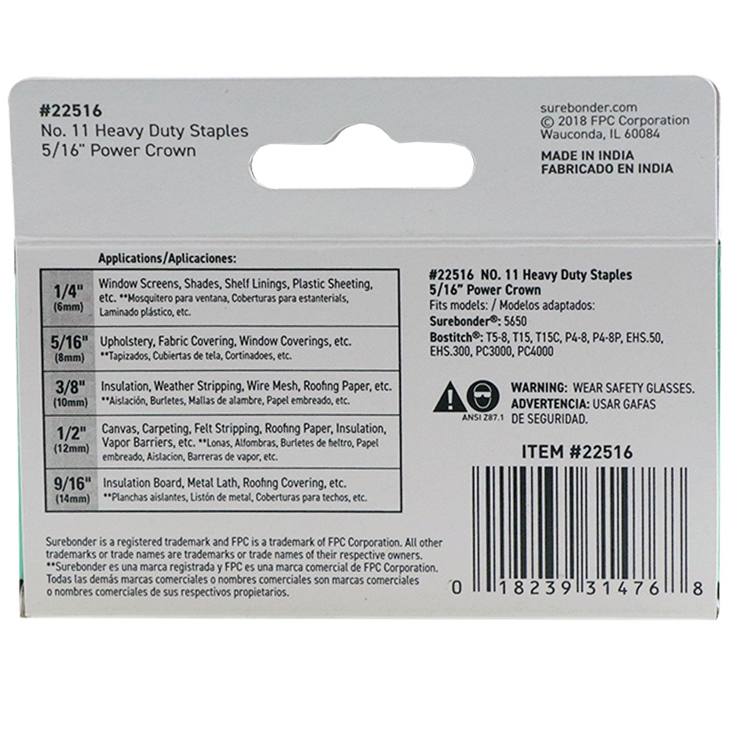 #11 Power Crown Staples - 5/16"  - 1000 ct. - Surebonder