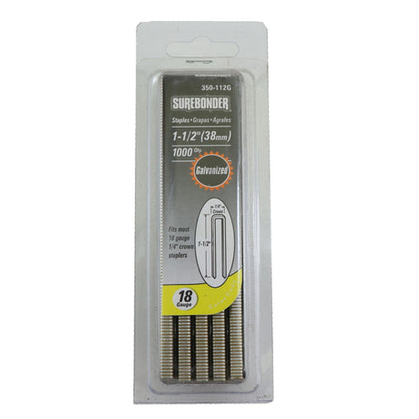 350-112G Heavy Duty 18 Gauge Staples - 1/4" Crown, 1-1/2" Length - 1000 Count