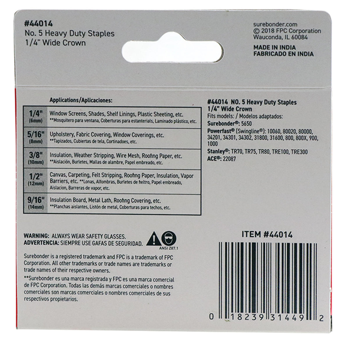 #5 Heavy Duty Wide Crown Staples - 1/4"  - 1000 ct. - Surebonder