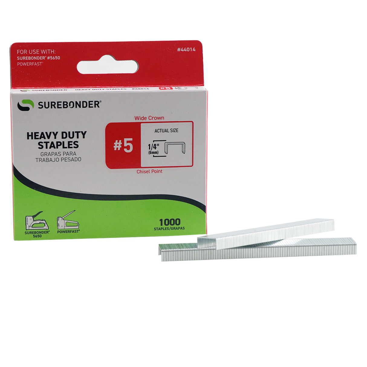 #5 Heavy Duty Wide Crown Staples - 1/4"  - 1000 ct. - Surebonder