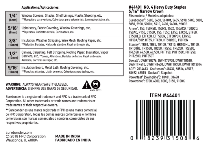 #4 Heavy Duty Narrow Crown Staples - 5/16" - 5000 ct. - Surebonder