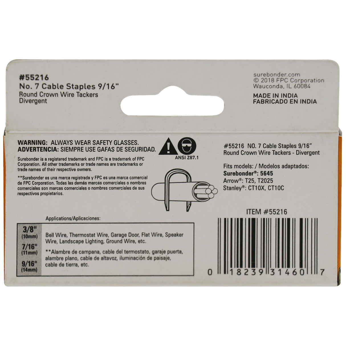 #7 Heavy Duty 9/16" Wire Tacker Staples - 1000 ct. - Surebonder