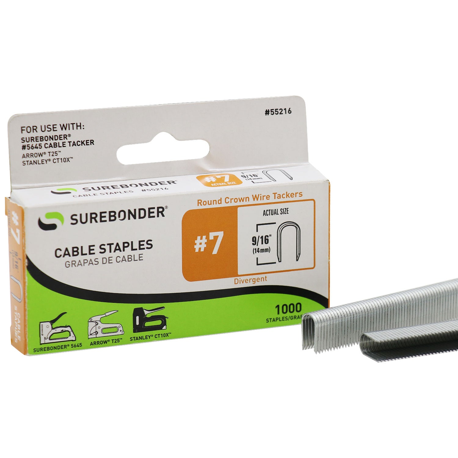 #7 Heavy Duty 9/16" Wire Tacker Staples - 1000 ct. - Surebonder