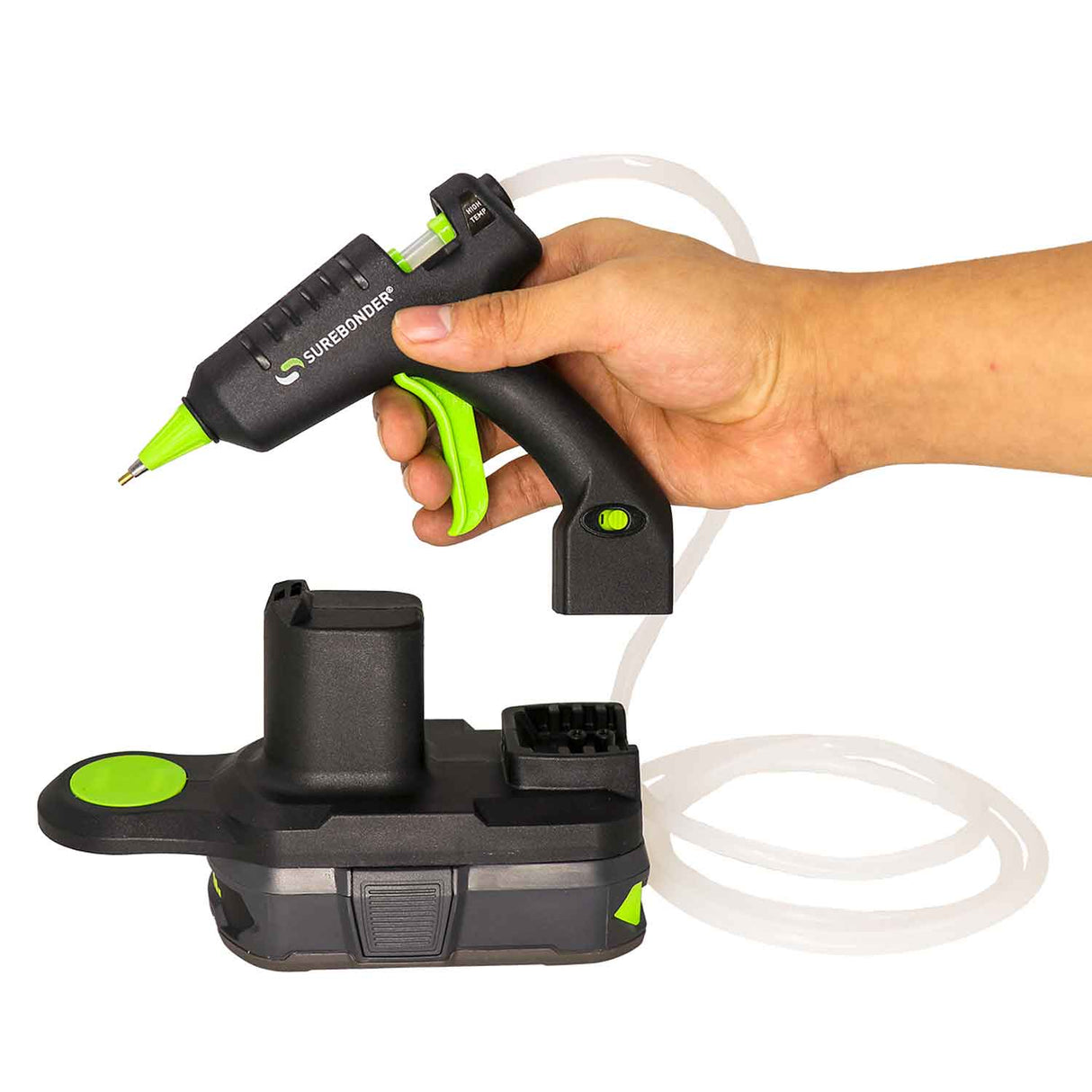 Cordless Battery Powered High Temperature Mini Hot Glue Gun Kit With Detail Tip, 20 Watt (Battery and Charger Included) - Surebonder