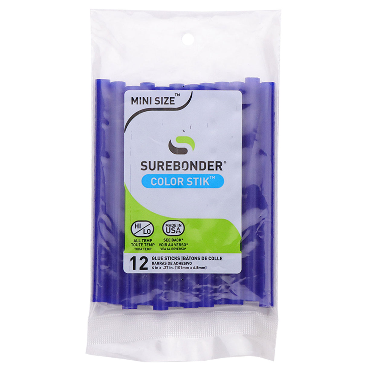 Blue Hot Glue Sticks Mini Size - 4" - 12 Pack