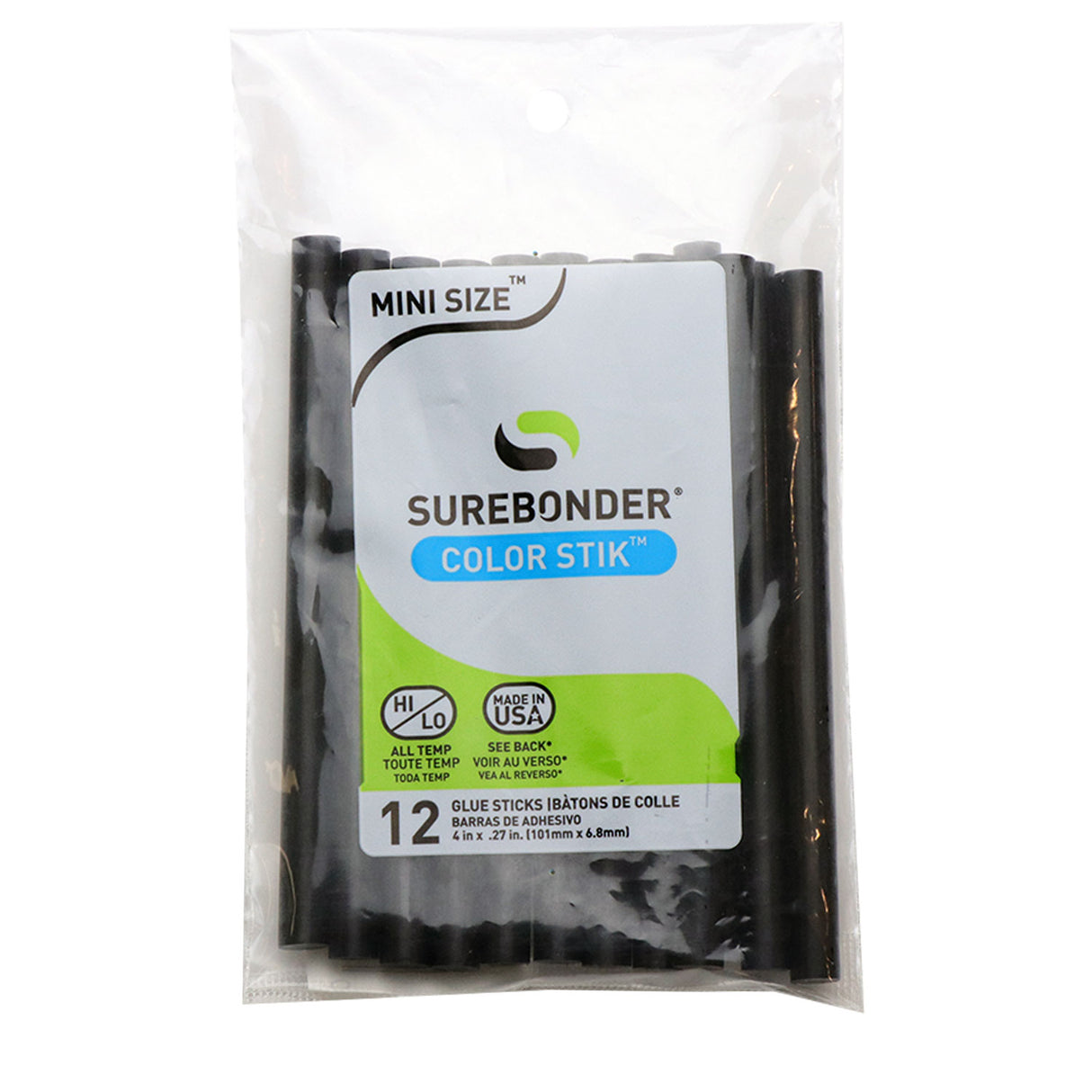 Black Hot Glue Sticks Mini Size - 4" - 12 Pack