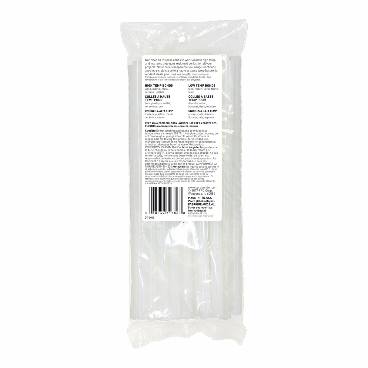 Clear Hot Glue Sticks For High & Low Temperatures, Full Size 10" - 20 Pack (DT-2010) - Surebonder