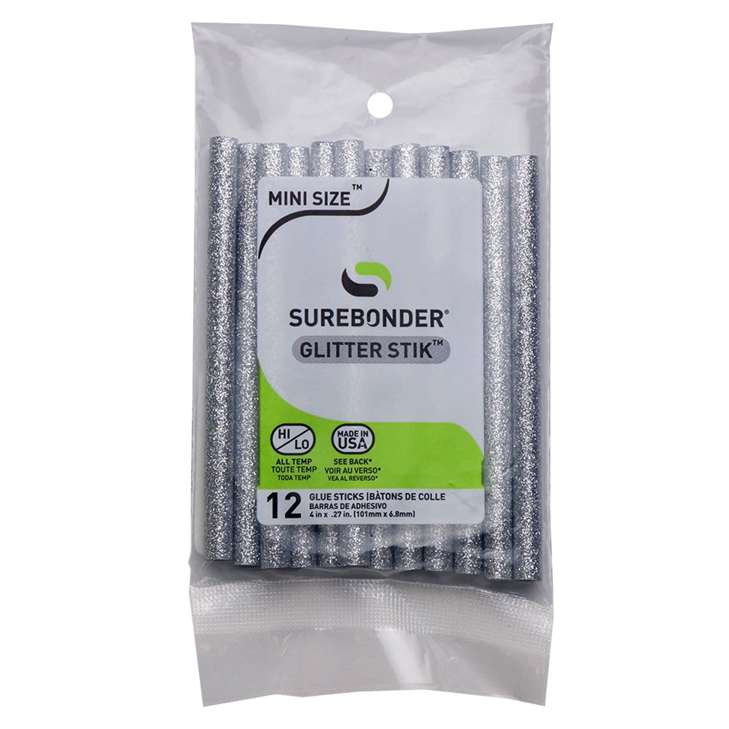 Silver Glitter Hot Glue Sticks Mini Size - 4 - 12 Pack – Surebonder