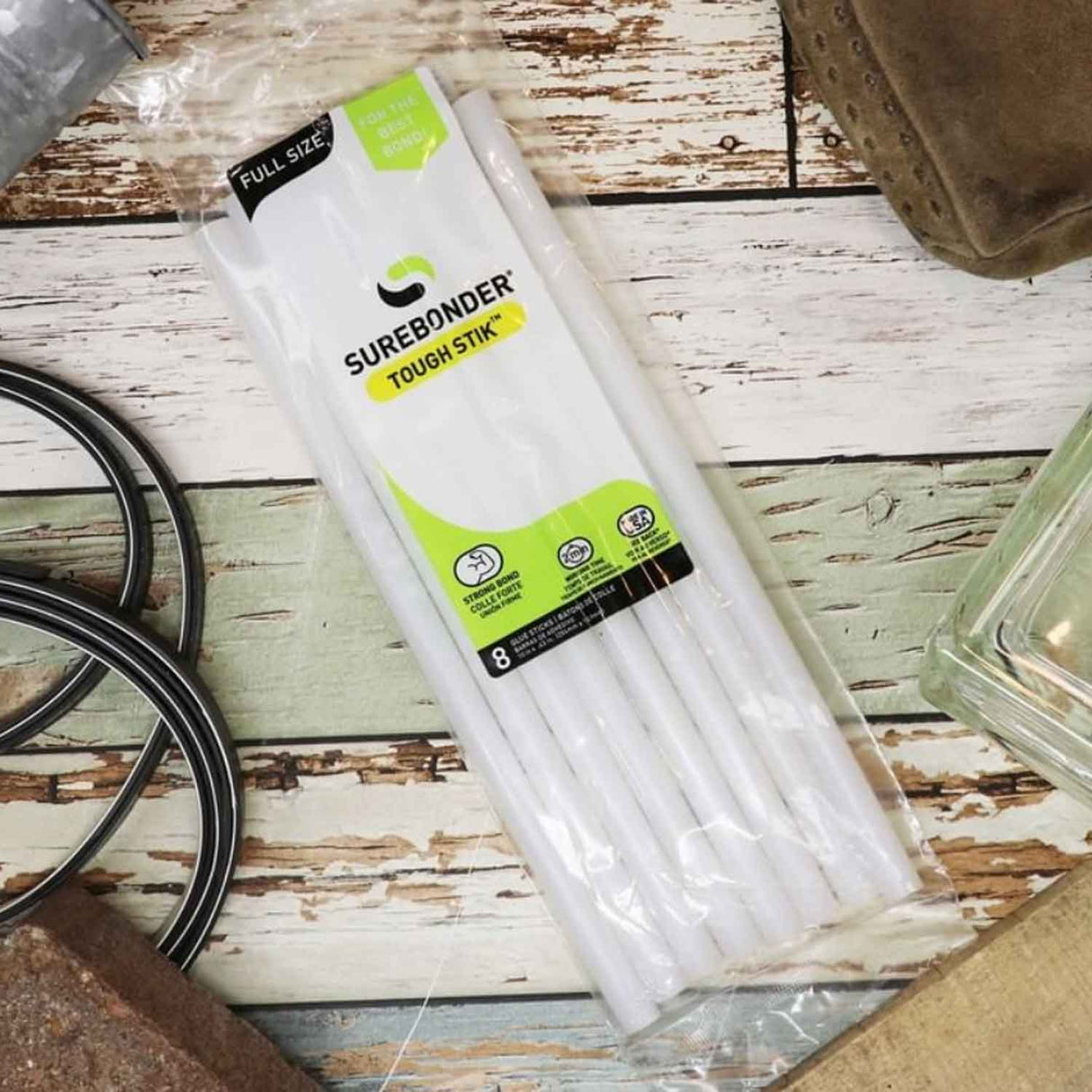 H-810R Full Size 10" Acrylic Tough Hot Glue Stick - 8 Pack - Surebonder