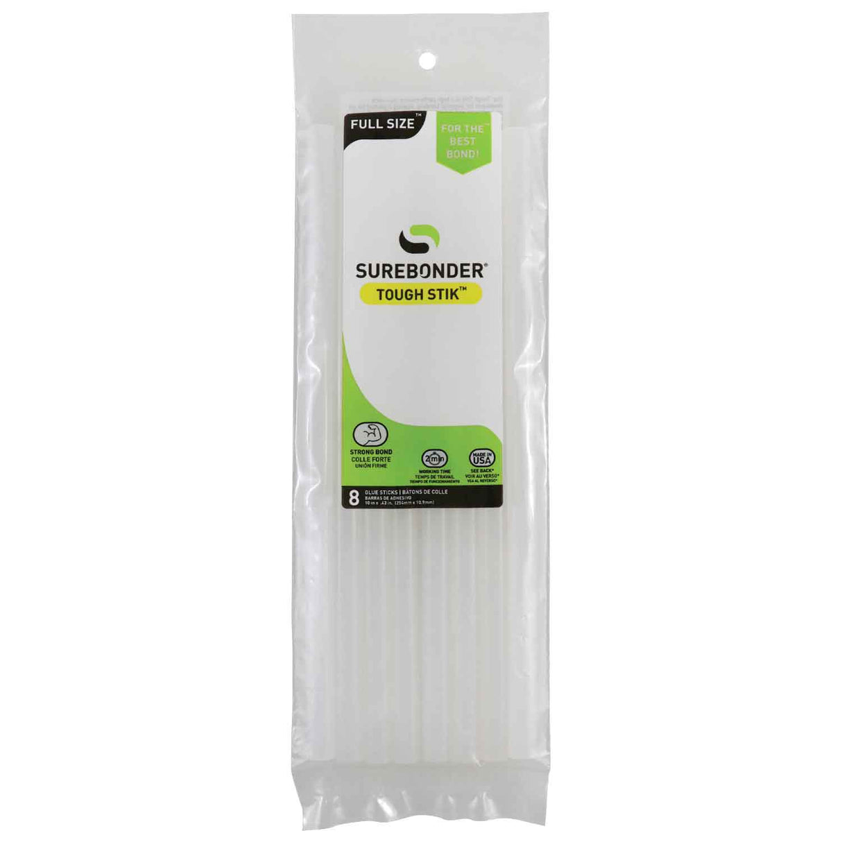 H-810R Full Size 10" Acrylic Tough Hot Glue Stick - 8 Pack