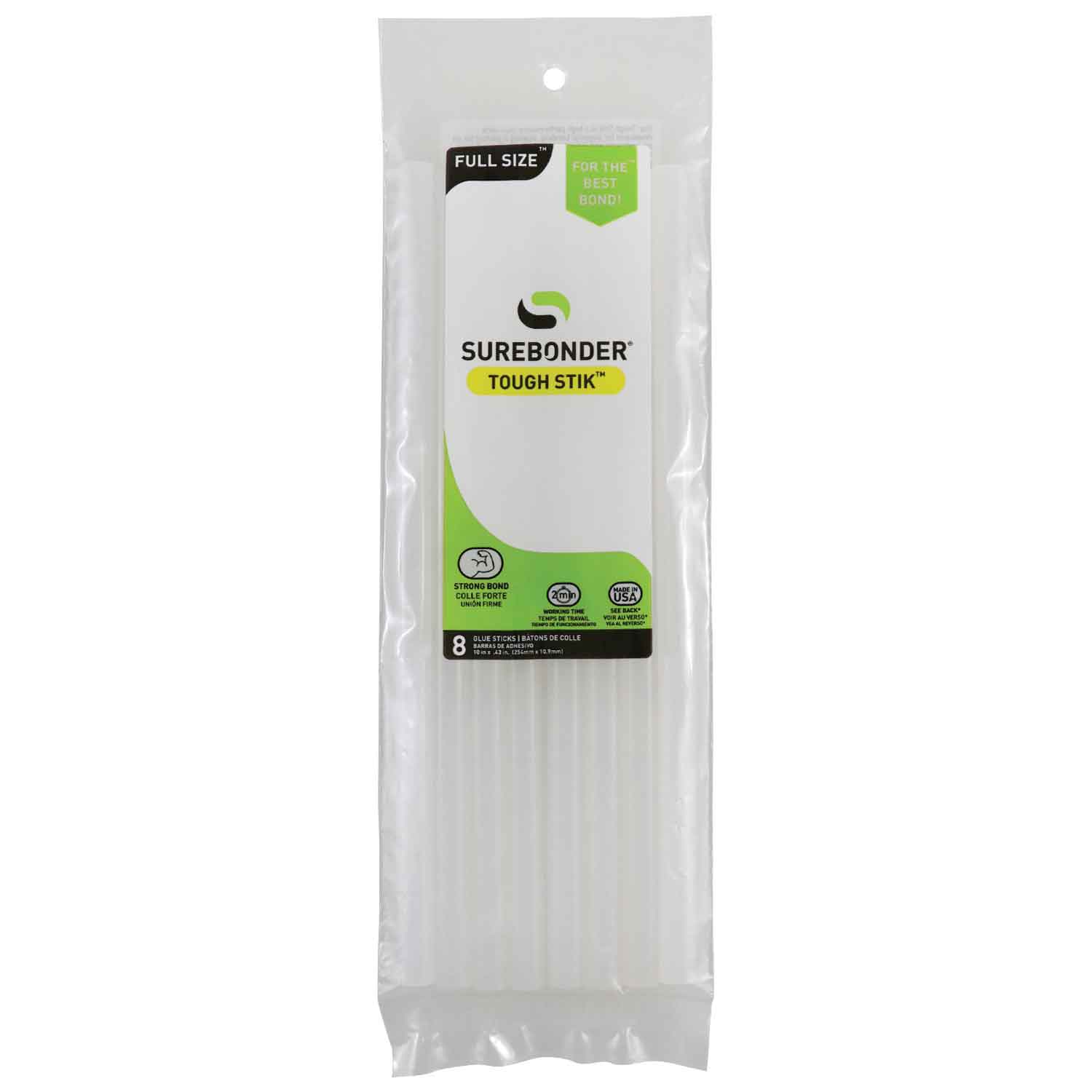 H-810R Full Size 10" Acrylic Tough Hot Glue Stick - 8 Pack