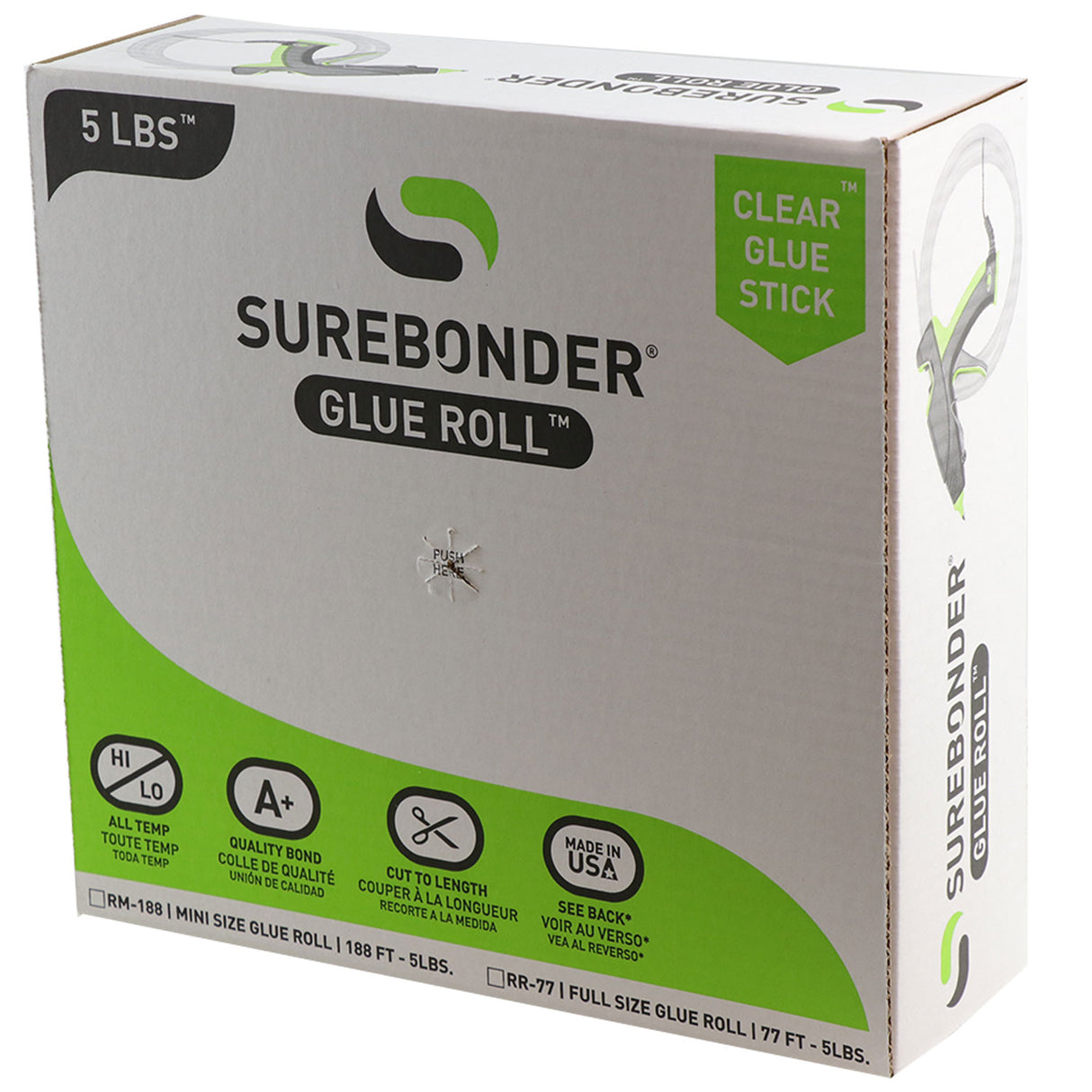 RR-77 Full Size 77 ft. Clear Hot Glue Stick Roll - 5 lb Box - Surebonder