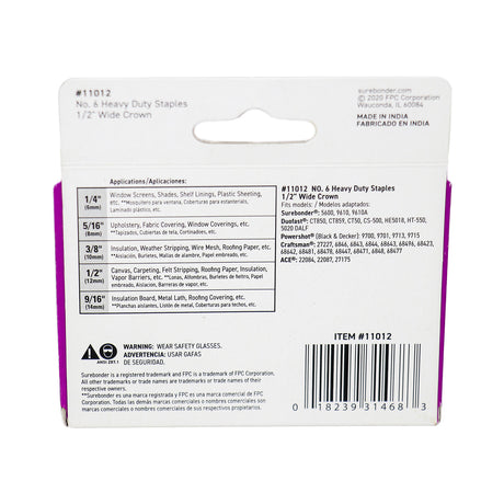 1/2" Heavy Duty Wide Crown Staples - 1000 Count | #6 Series