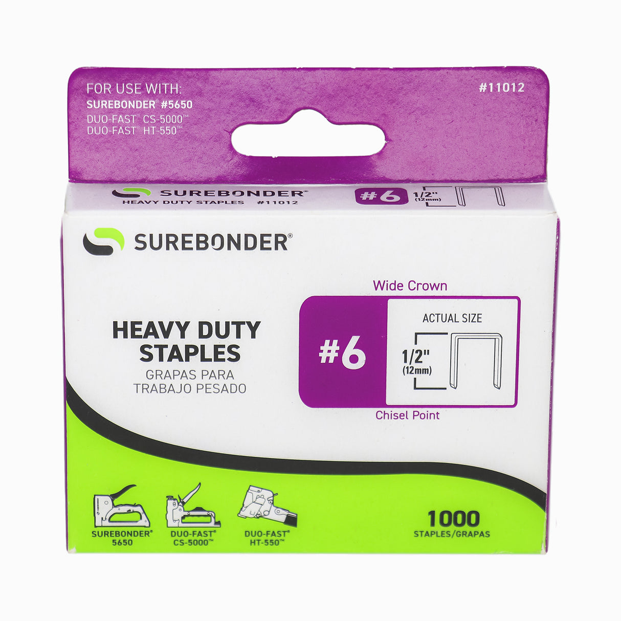 1/2" Heavy Duty Wide Crown Staples - 1000 Count | #6 Series