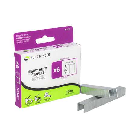 1/2" Heavy Duty Wide Crown Staples - 1000 Count | #6 Series