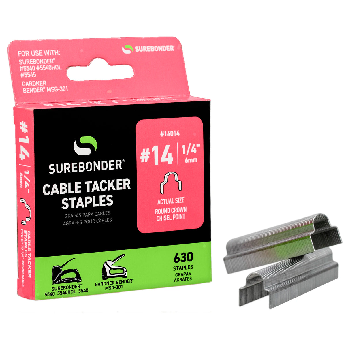 1/4" Cable Tacker Staples - 630 Count | #14 Series